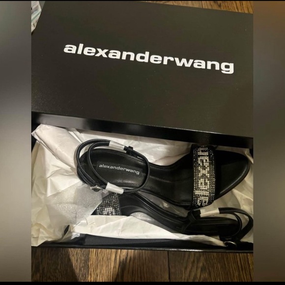 Alexander Wang Jane Crystal Logo Ankle Strap Sandal - Picture 2 of 3